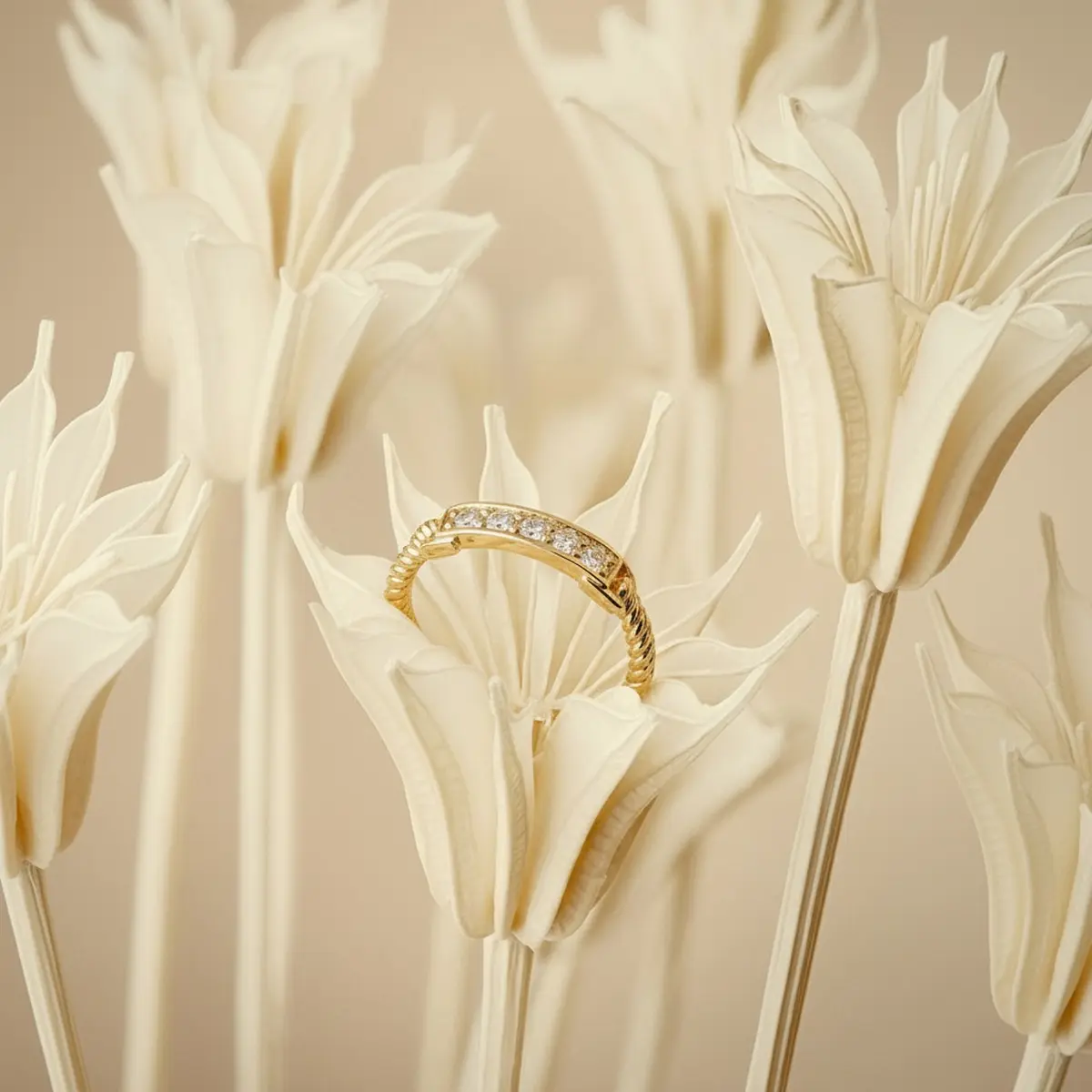  Lush Blossom Petal Band Delicate floral artistry with a touch of shimmer.