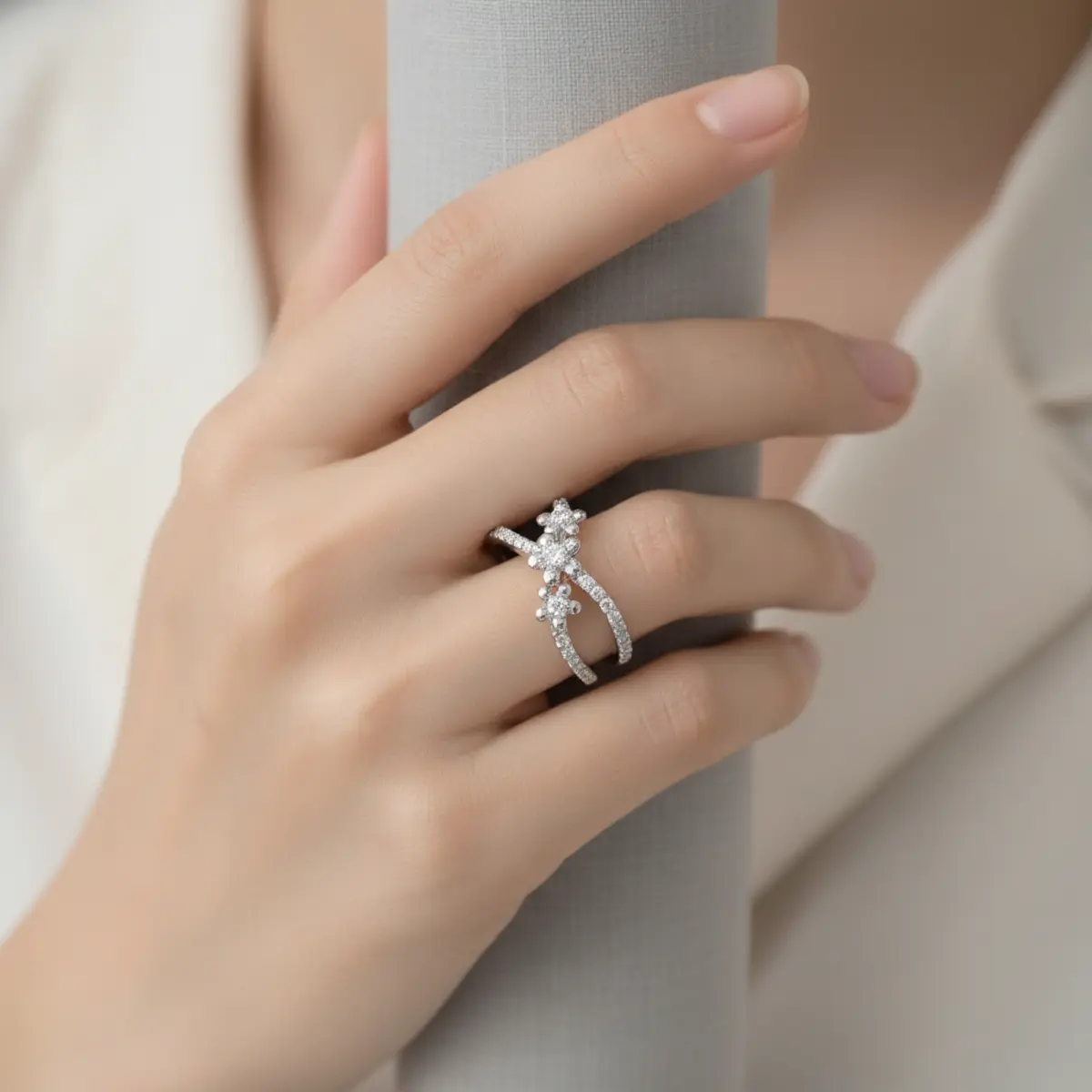 Desert Bloomlet: A matte gold band holding a colorful, unusual gemstone like a tiny flower.